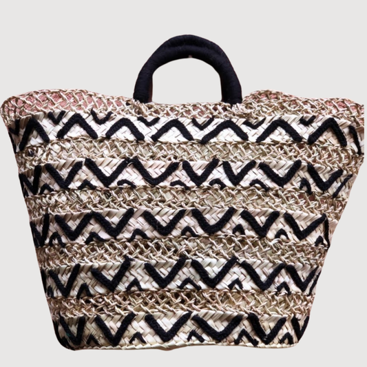 Dentelle Straw French Basket - Beach Tote with Simple Birds - berberlifeshop