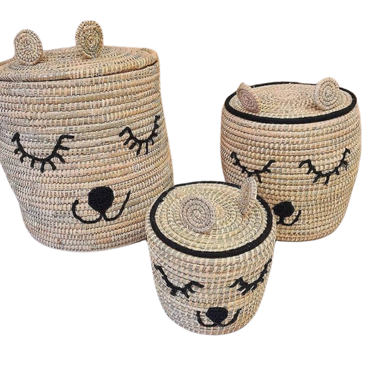 set of 3 cute customizable bohemian style storage basket - berberlifeshop