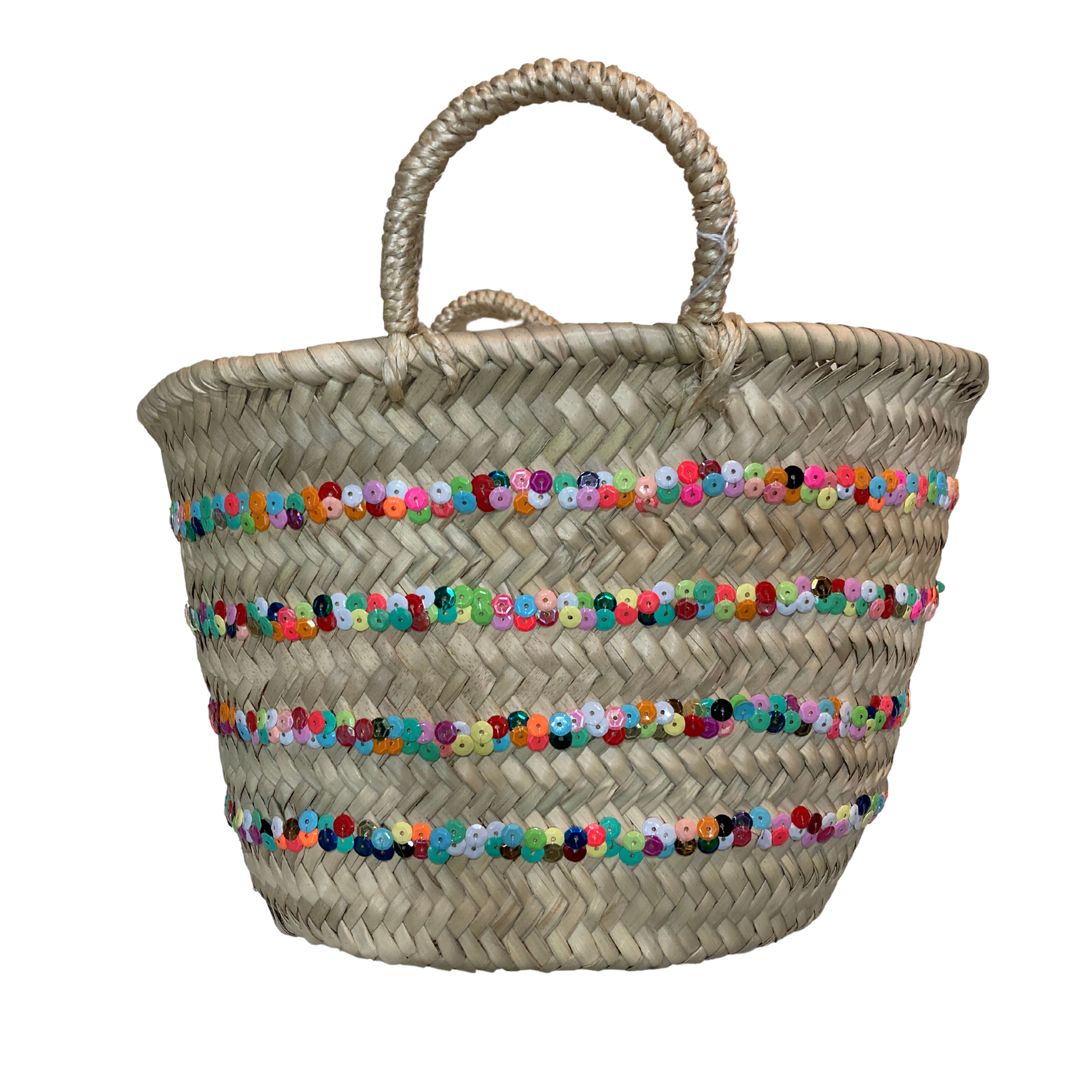 Small Multi-Lined Sequin Straw Summer Bag - berberlifeshop