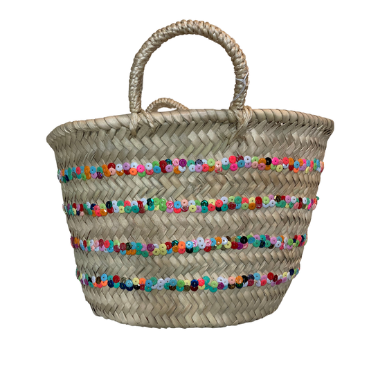 Small Multi-Lined Sequin Straw Summer Bag - berberlifeshop