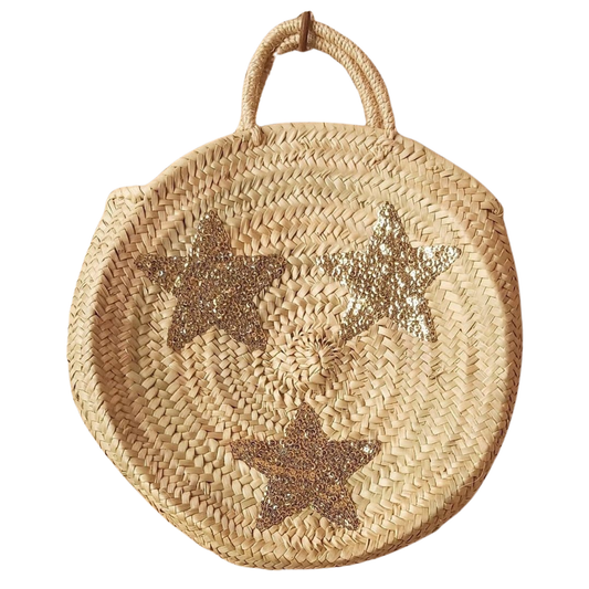 round straw bag with star sequin - berberlifeshop