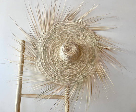 MOROCCAN STRAW HAT, Rattan Hat Palm leafs Hat Straw Fringes - berberlifeshop