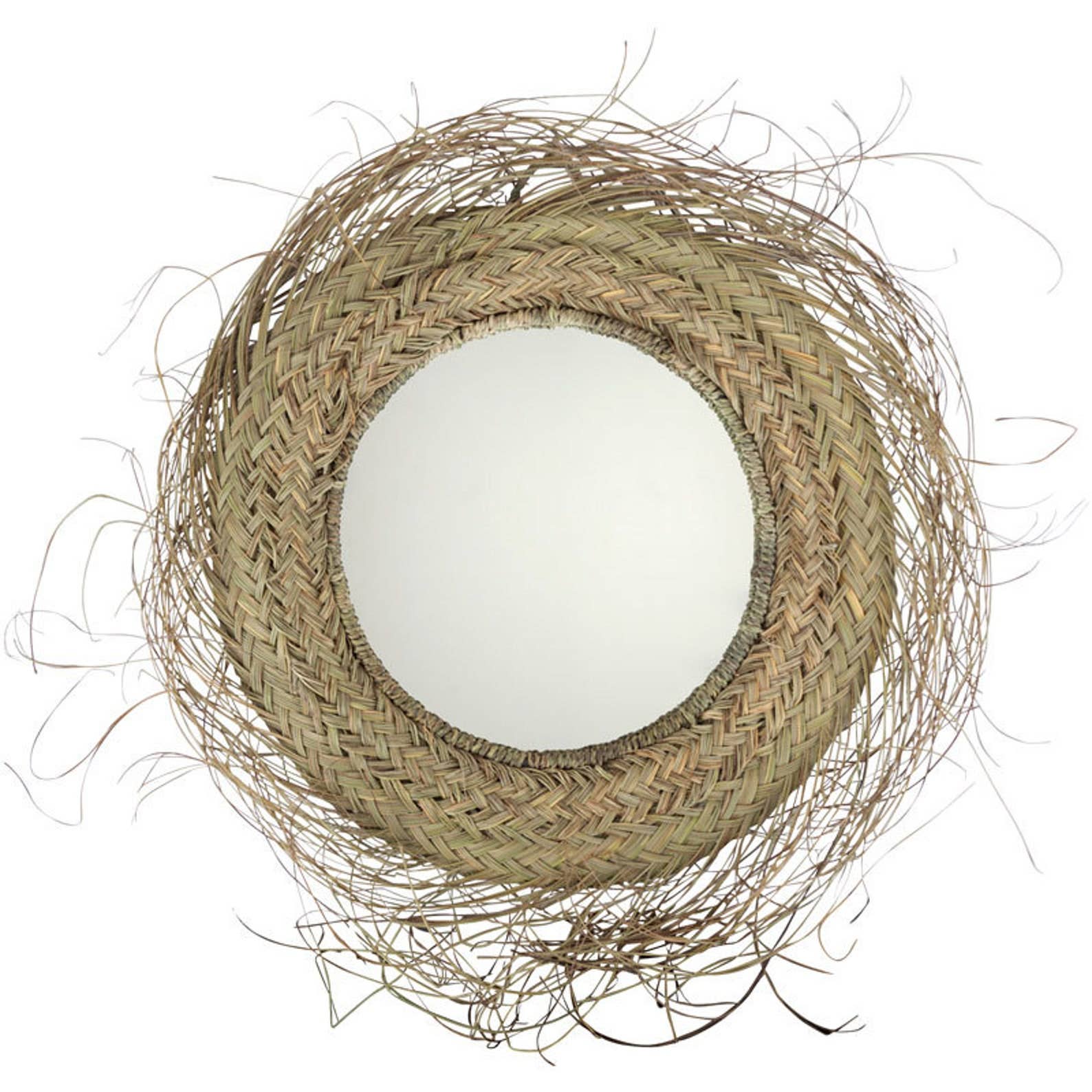Round wicker mirror, rattan circle - berberlifeshop