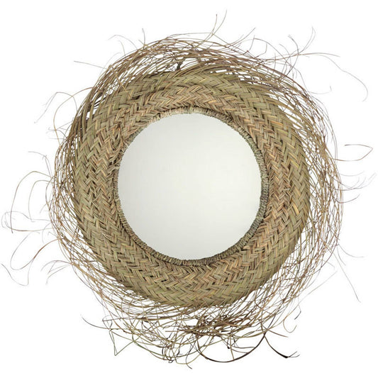 Round wicker mirror, rattan circle - berberlifeshop