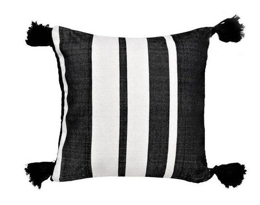 PILLOW BW 2 HANDWOVEN POMPOM COVER 50X50 - berberlifeshop