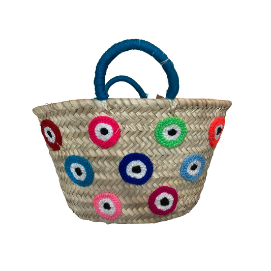 Round Multi-color evil eyes Small Straw bag - berberlifeshop