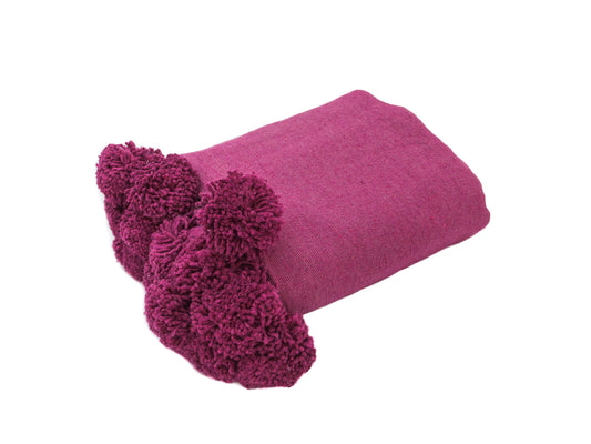 Moroccan blanket Hot Pink Tassels bedspread plaid - berberlifeshop