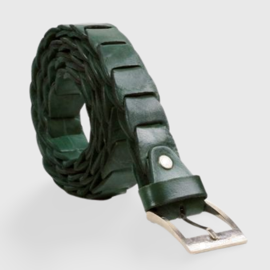 Natural multicolor braided leather belt - berberlifeshop