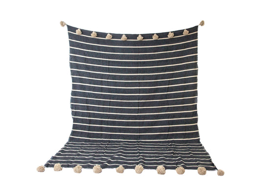 Moroccan blanket Ecru\ Gray Tassels bedspread plaid - berberlifeshop