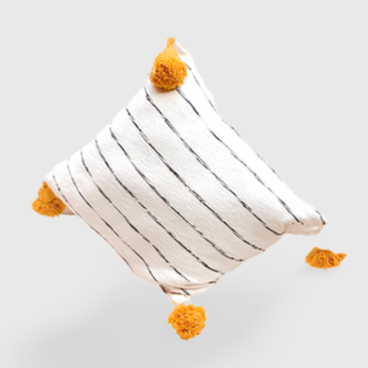 HANDWOVEN POMPOM PILLOW COVER 50X50 - berberlifeshop