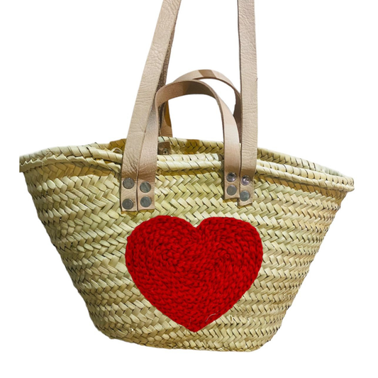 Valentine's Day One Big Heart Straw Bag - berberlifeshop
