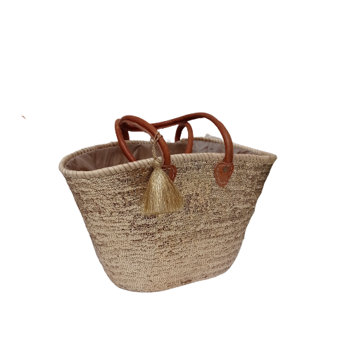 Gold Sequins Leather Handles Straw Bag - berberlifeshop